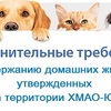 Дополнительные требования к содержанию домашних животных на территории ХМАО - Югры.